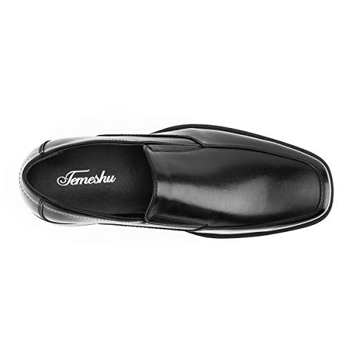 Temeshu Men's Slip-On Loafers Formal Dress Shoes Square Toe Modern Bussiness Oxford Shoes DS10
