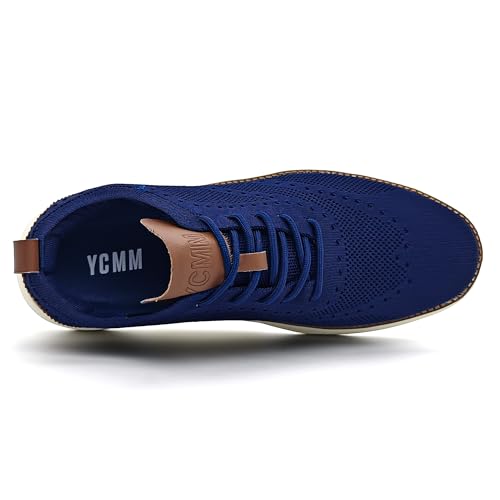 YCMM Mens Casual Dress Shoes Comfortable Breathable Mesh Oxford Business Office Walking Lightweight Tennis Sneakers Blue Size 11
