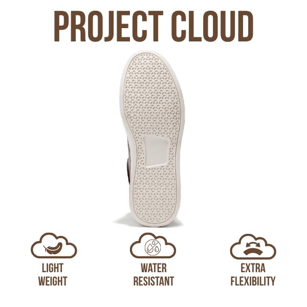 Project Cloud Mens Sneakers - Eco-Friendly Leather Memory Foam Insole Dress Shoes for Men Non Slip Laced-Up Water-Resistant Mens Casual Shoes - Dress Sneakers 2026 (Tilton)