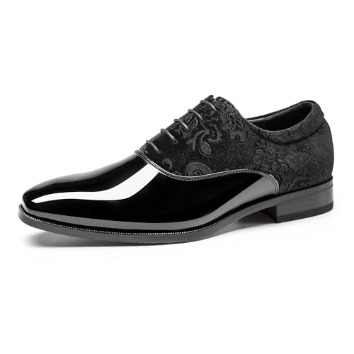 Rihero Men's Dress Oxford Shoes Classic Formal Patent Leather Lace-up Tuxedo Shoes