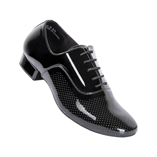 Linodes Breathable Men's Latin Dance Shoes 1 Inch Leather Sole Ballroom Salsa Tango Waltz Character Shoe