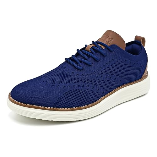 YCMM Mens Casual Dress Shoes Comfortable Breathable Mesh Oxford Business Office Walking Lightweight Tennis Sneakers Blue Size 11