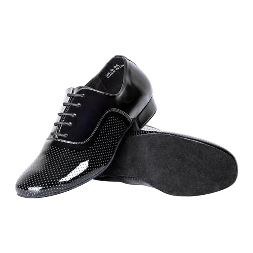 Linodes Breathable Men's Latin Dance Shoes 1 Inch Leather Sole Ballroom Salsa Tango Waltz Character Shoe