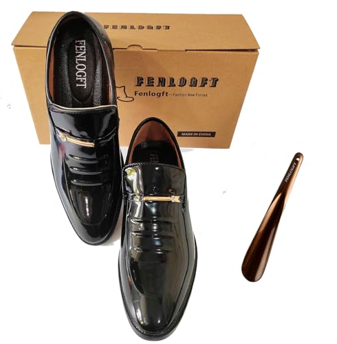 Men's Classic Business Dress Shoes, Oxford Work Formal Shoes, Patent Leather Slip-On Loafers Wedding Dress Shoes