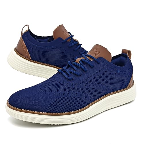 YCMM Mens Casual Dress Shoes Comfortable Breathable Mesh Oxford Business Office Walking Lightweight Tennis Sneakers Blue Size 11