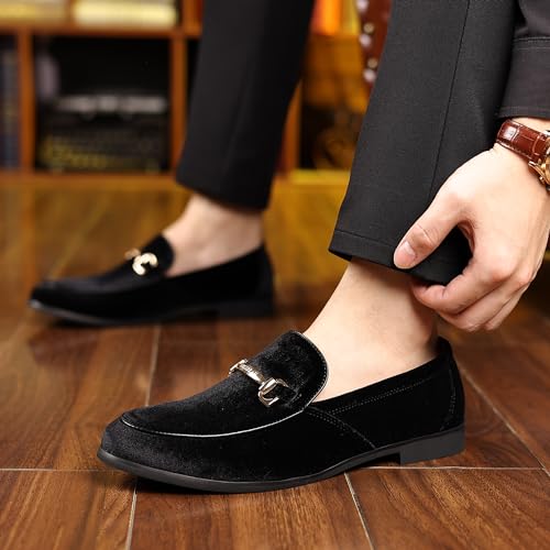 COSIDRAM Mens Dress Shoes Loafers Business Classic Suede Luxury Copper Chain Party Wedding Moccasins for Male