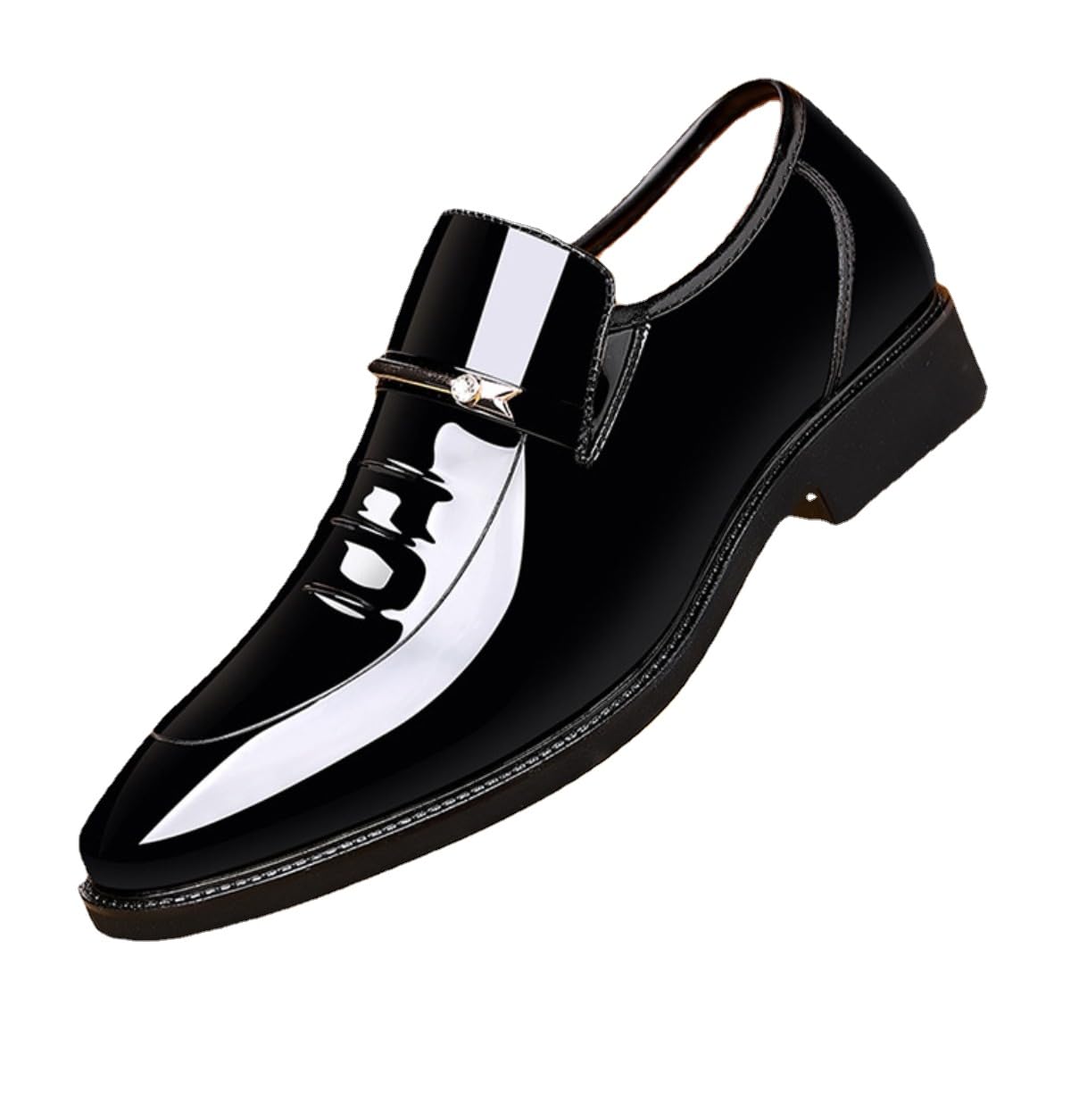 Men's Classic Business Dress Shoes, Oxford Work Formal Shoes, Patent Leather Slip-On Loafers Wedding Dress Shoes