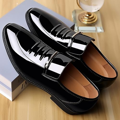 Men's Classic Business Dress Shoes, Oxford Work Formal Shoes, Patent Leather Slip-On Loafers Wedding Dress Shoes