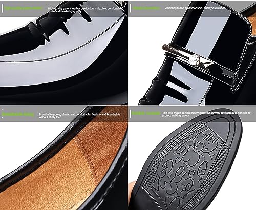 Men's Classic Business Dress Shoes, Oxford Work Formal Shoes, Patent Leather Slip-On Loafers Wedding Dress Shoes