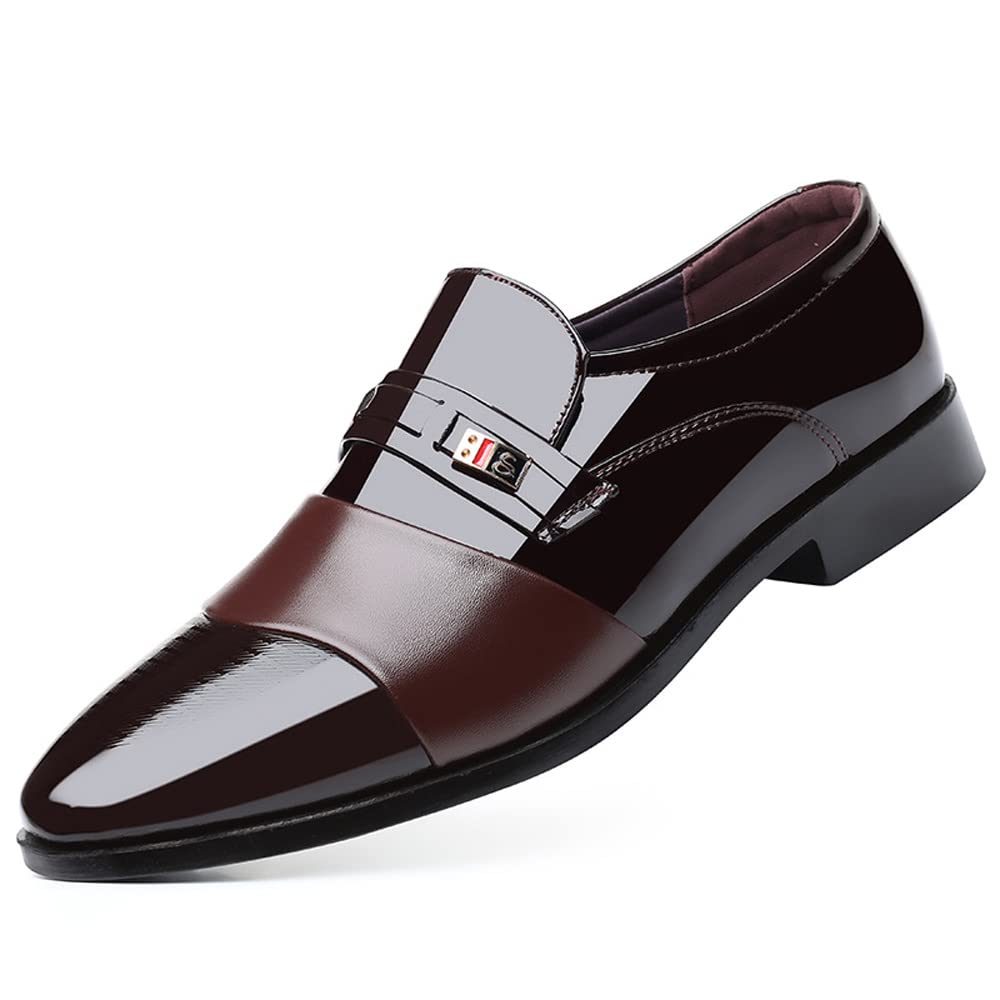 Men's Classic Business Dress Shoes, Oxford Work Formal Shoes, Patent Leather Slip-On Loafers Wedding Dress Shoes