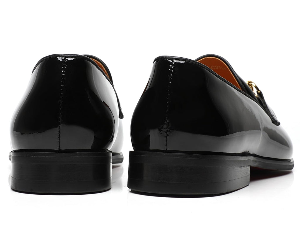 ELANROMAN Men's Patent Leather Velvet Loafers Studded Wedding Party Prom Shoes