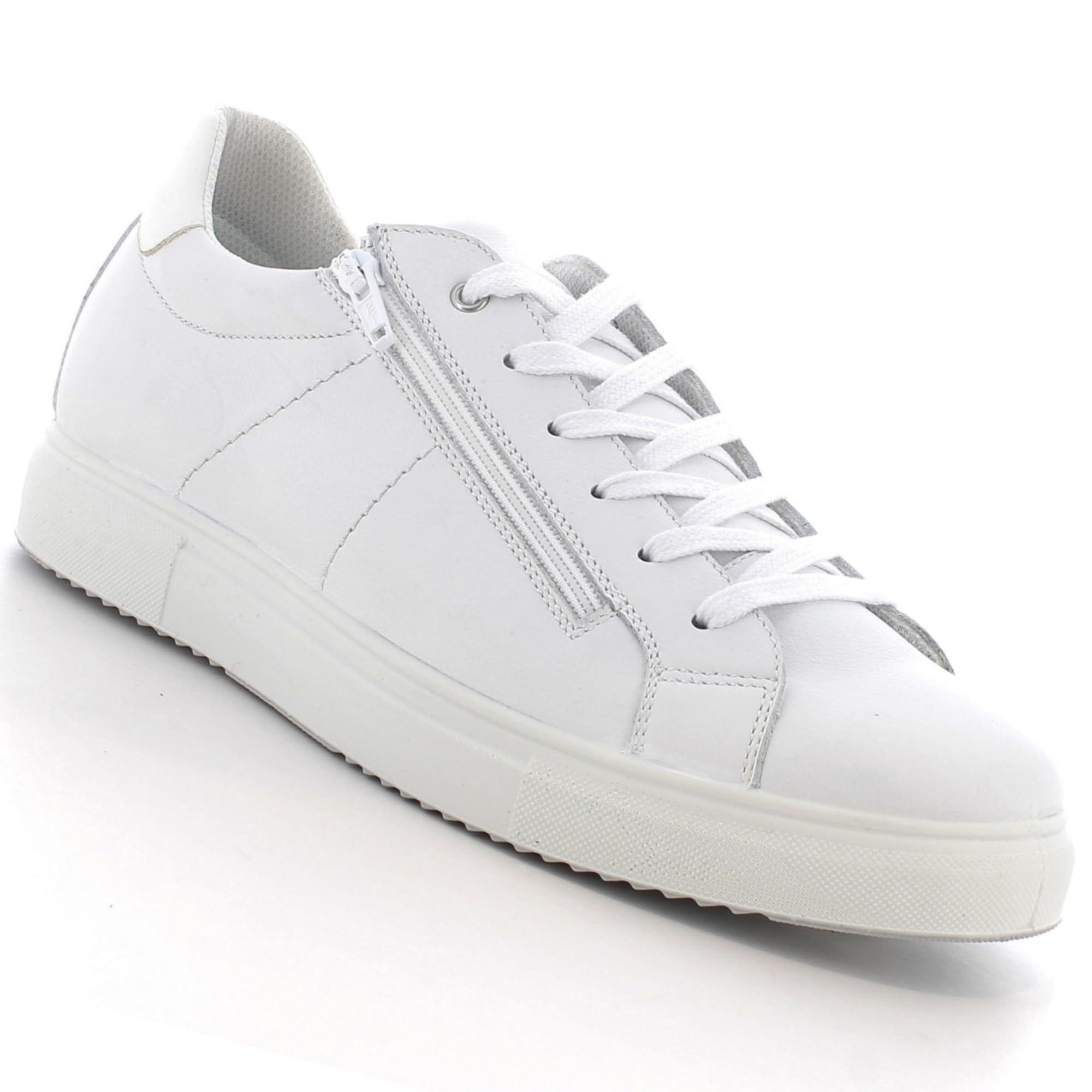 Alpine Swiss Dante Mens Leather Sneakers Made in Italy Modern Minimalist Shoes Side Zipper Lace-up Low-Top Fashion Sneaker