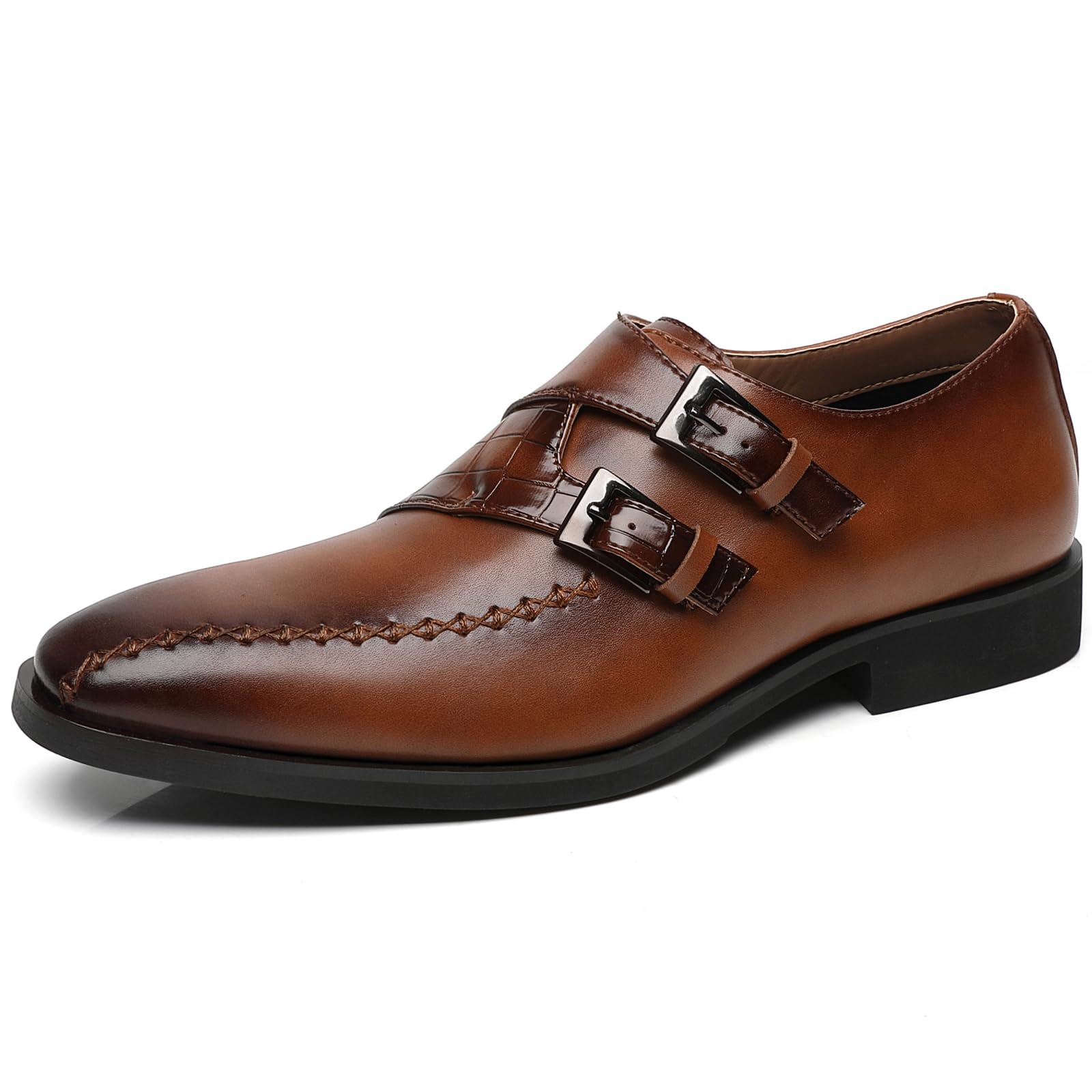 Ahico Men's Dress Shoes Monk Strap Classic Oxford Shoes Formal Business Wedding Loafers