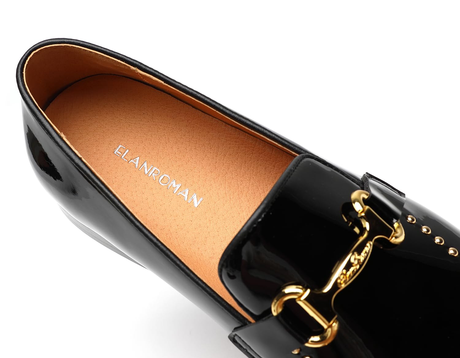 ELANROMAN Men's Patent Leather Velvet Loafers Studded Wedding Party Prom Shoes