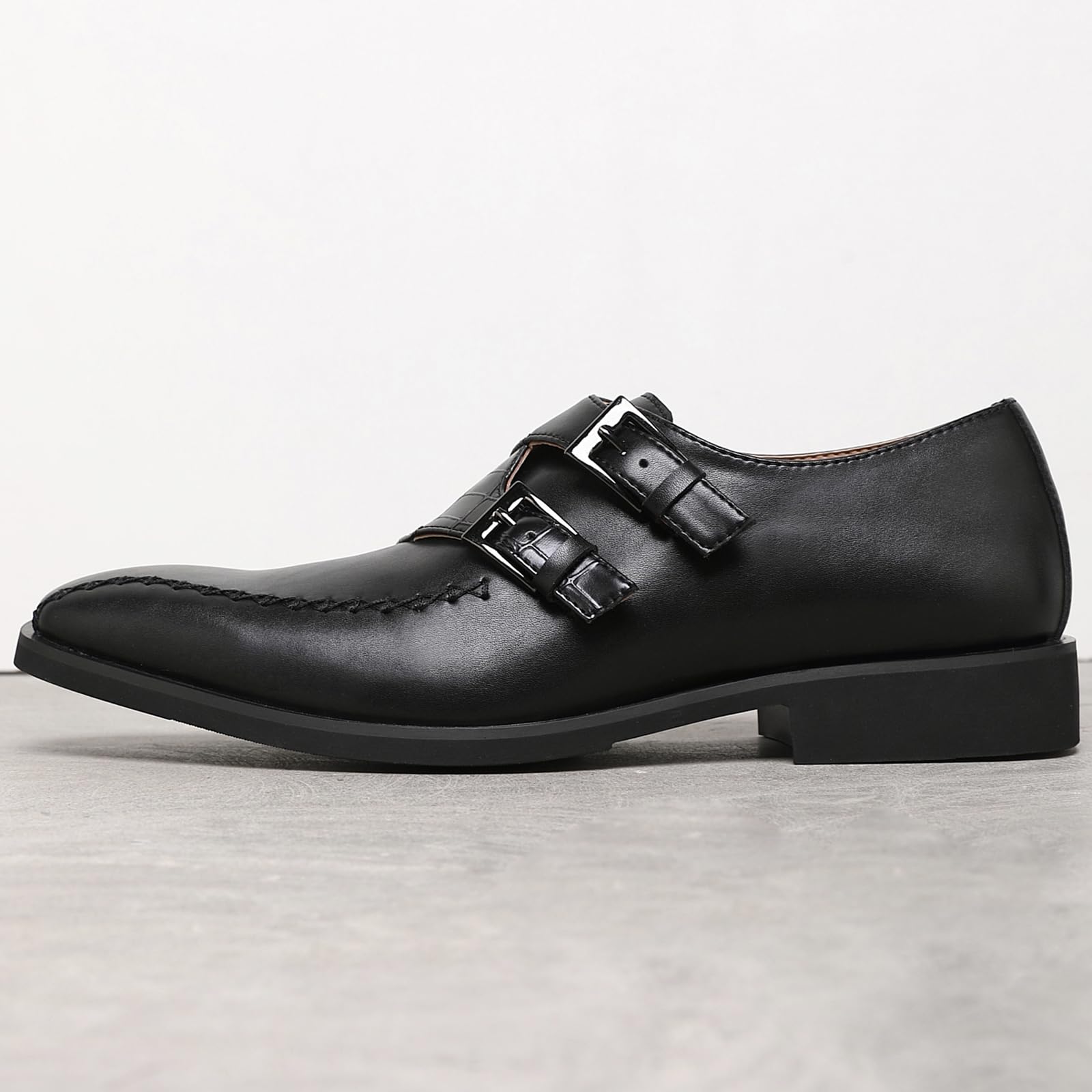 Ahico Men's Dress Shoes Monk Strap Classic Oxford Shoes Formal Business Wedding Loafers