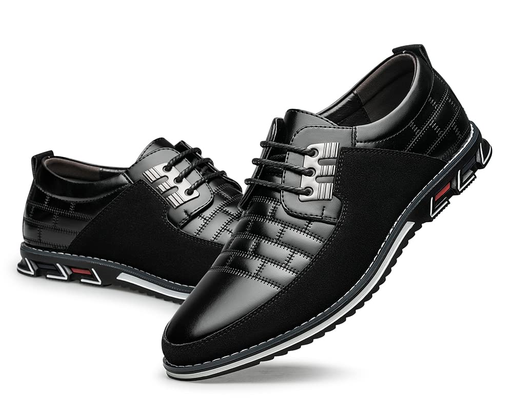 Men's Premium Leather Dress Shoes Comfort Business Casual Oxford Shoes Fashion Dress Sneakers Soft Loafers Derby Shoe for Office Working Walking Driving
