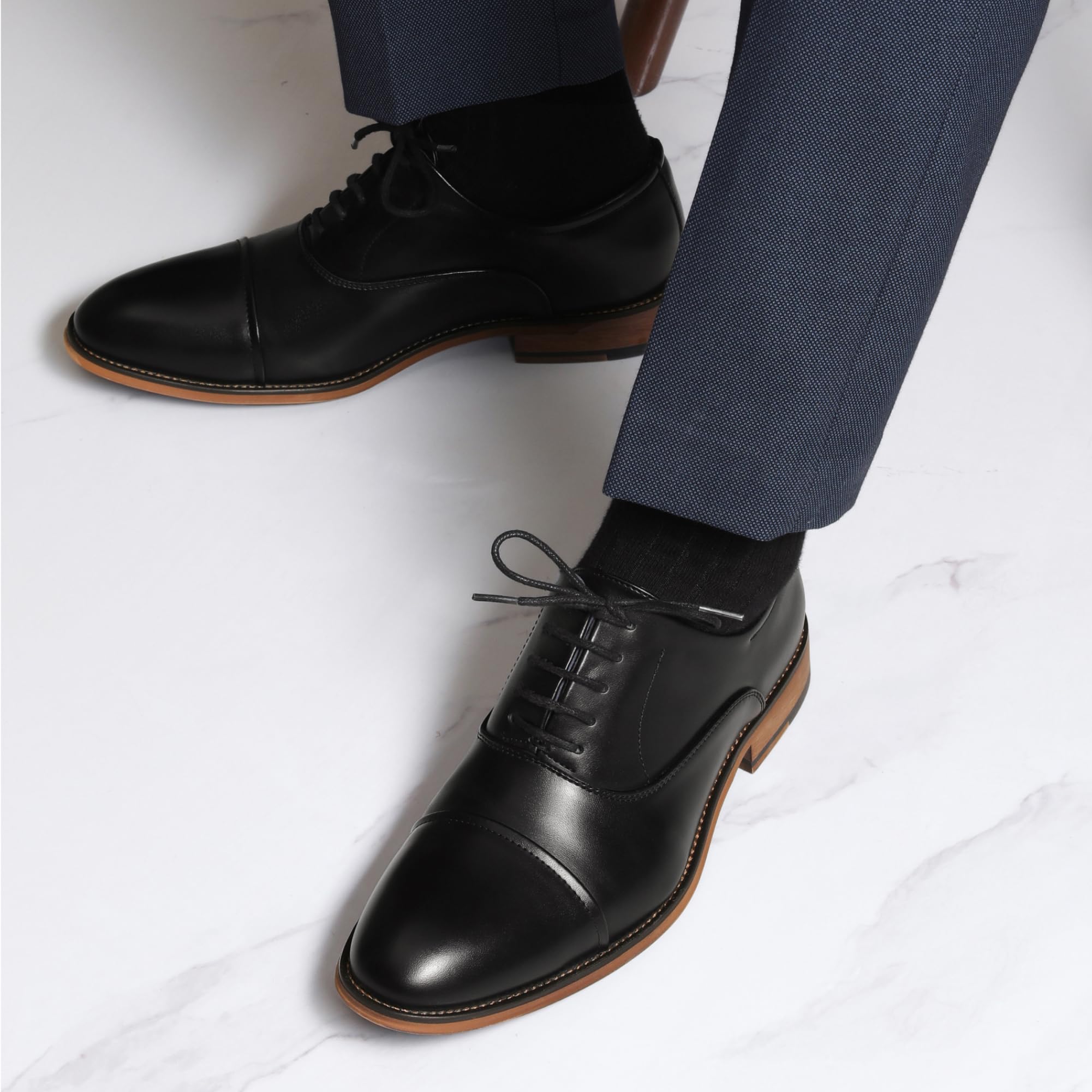 Bruno Marc Men's Lace Up Soft Cap-Toe Formal Dress Shoes