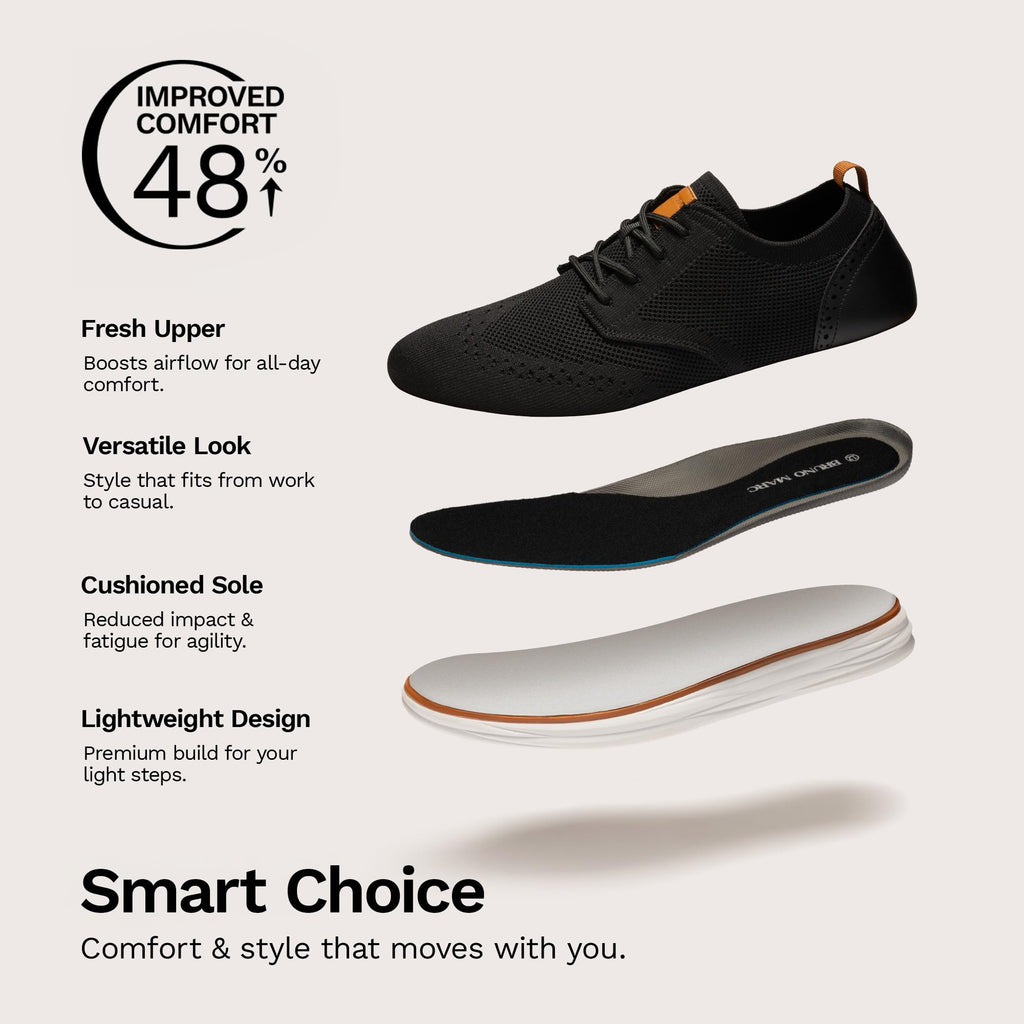 Bruno Marc Men's KnitFlex Craft Mesh Oxfords Sneakers Casual Dress Lace-Up Lightweight Walking Shoes