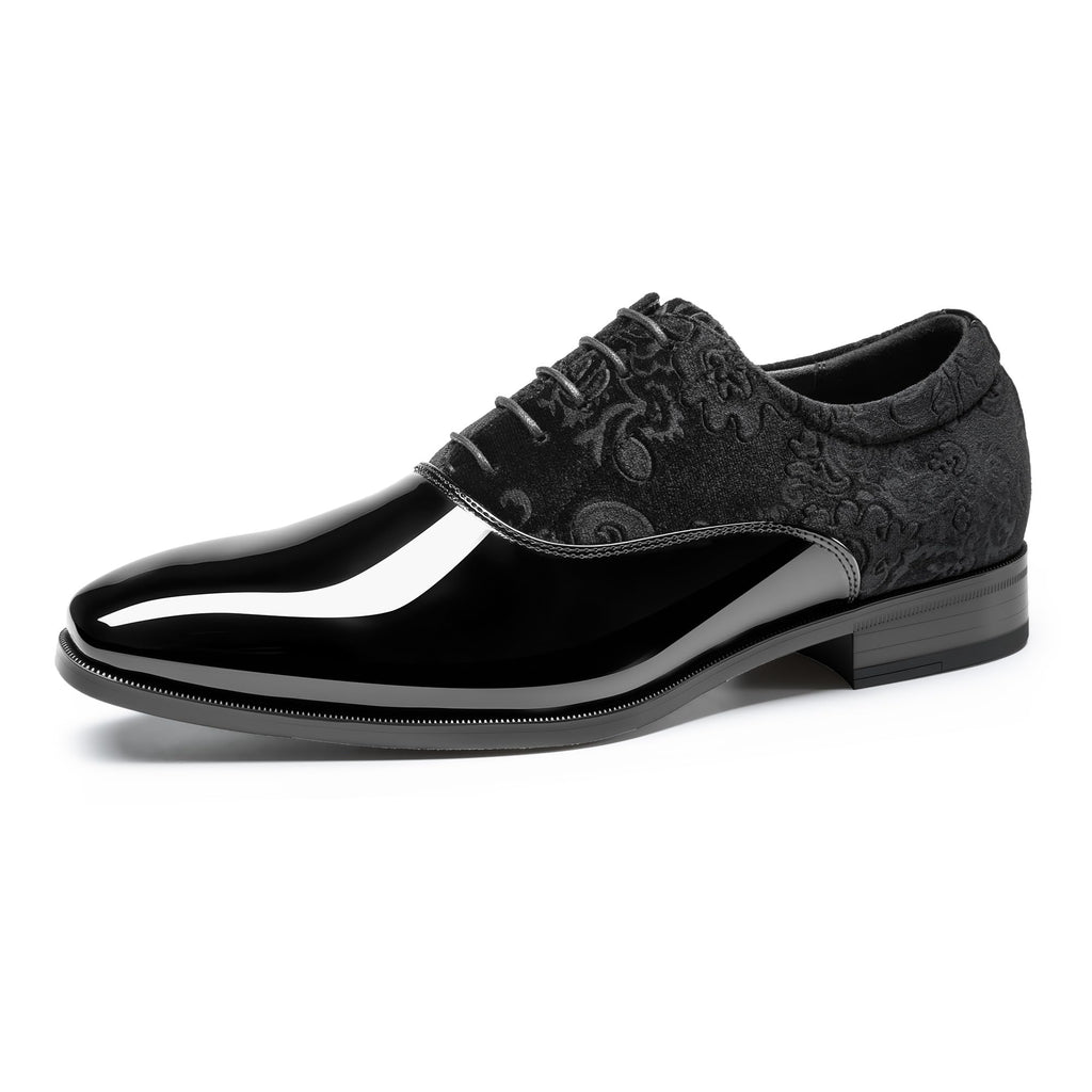 Rihero Men's Dress Oxford Shoes Classic Formal Patent Leather Lace-up Tuxedo Shoes