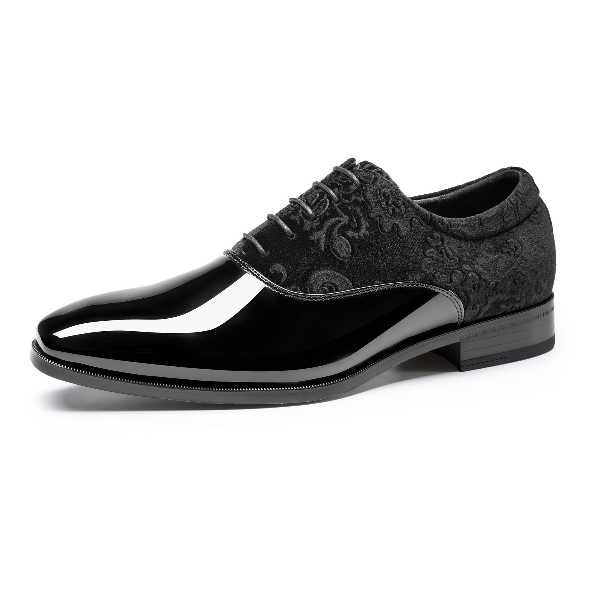 Rihero Men's Dress Oxford Shoes Classic Formal Patent Leather Lace-up Tuxedo Shoes