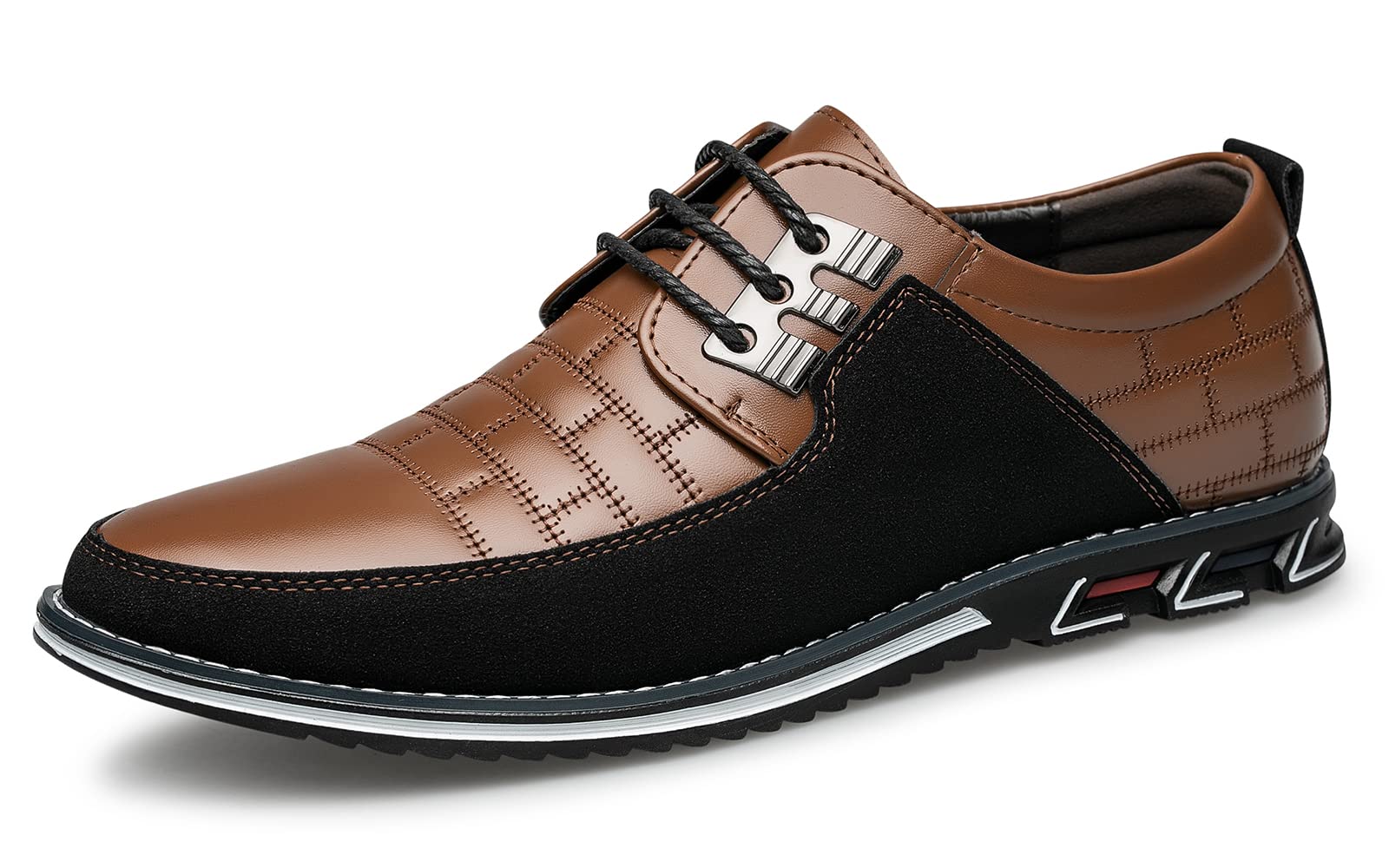 Men's Premium Leather Dress Shoes Comfort Business Casual Oxford Shoes Fashion Dress Sneakers Soft Loafers Derby Shoe for Office Working Walking Driving