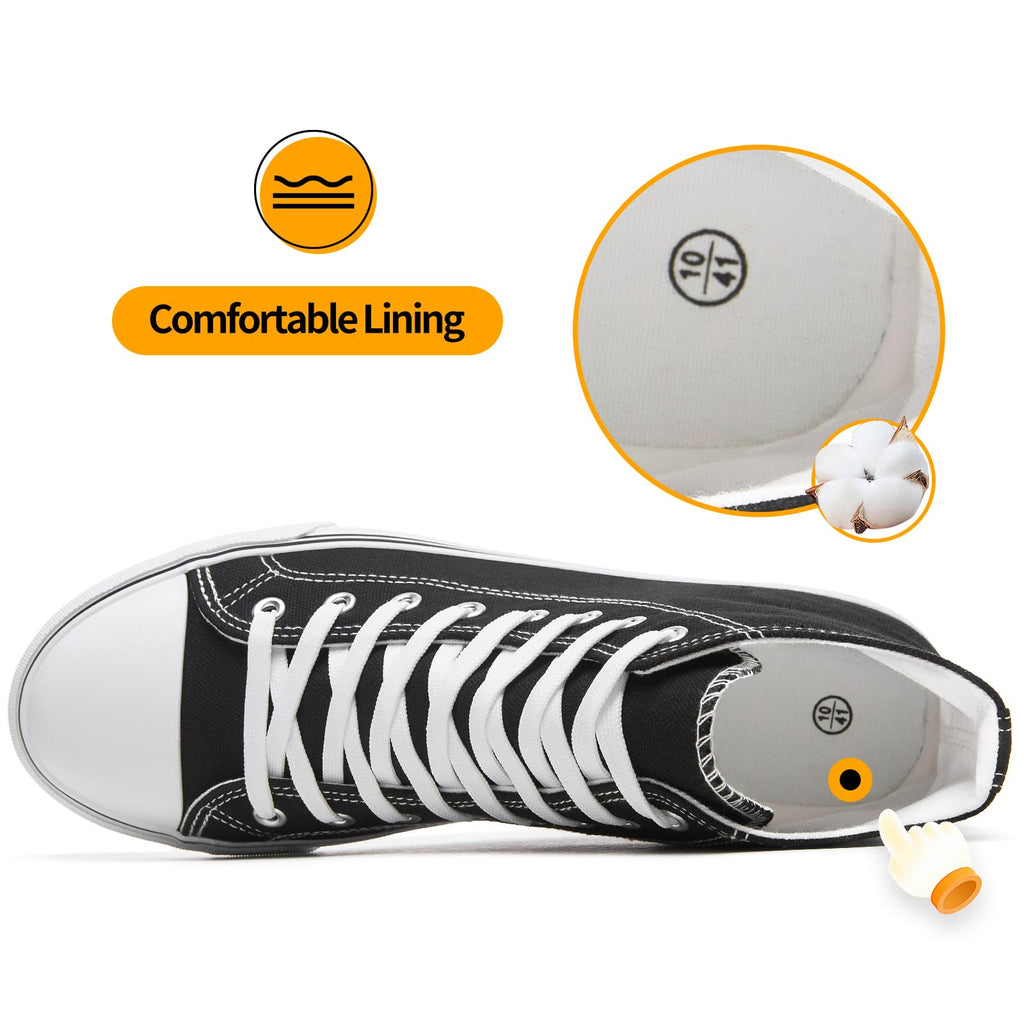 ZGR Men's High Top Canvas Sneakers Lace Up Classic Casual Walking Shoes