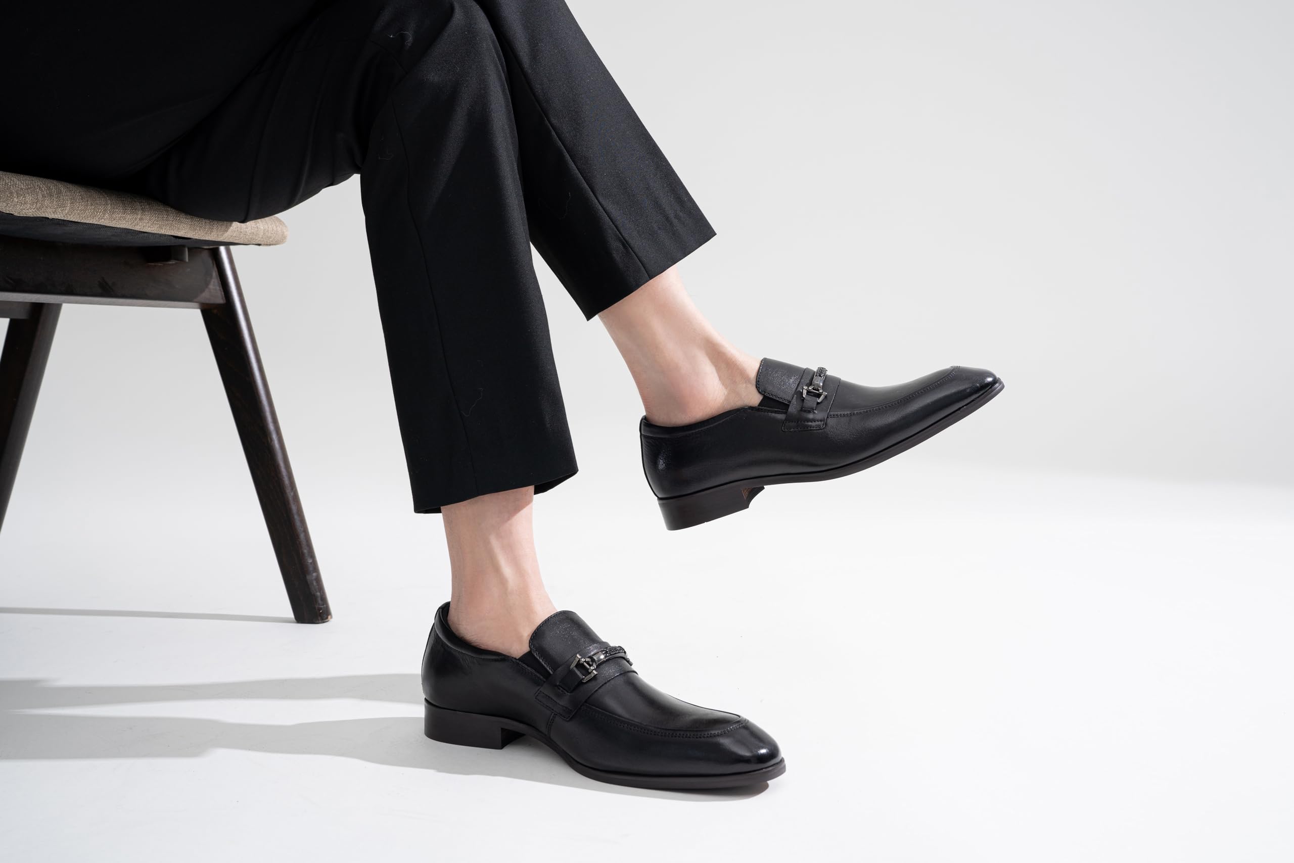 Jousen Men's Loafers Dress Shoes Premium Leather Slip on Loafers for Men (AMY3057A Black 10.5)