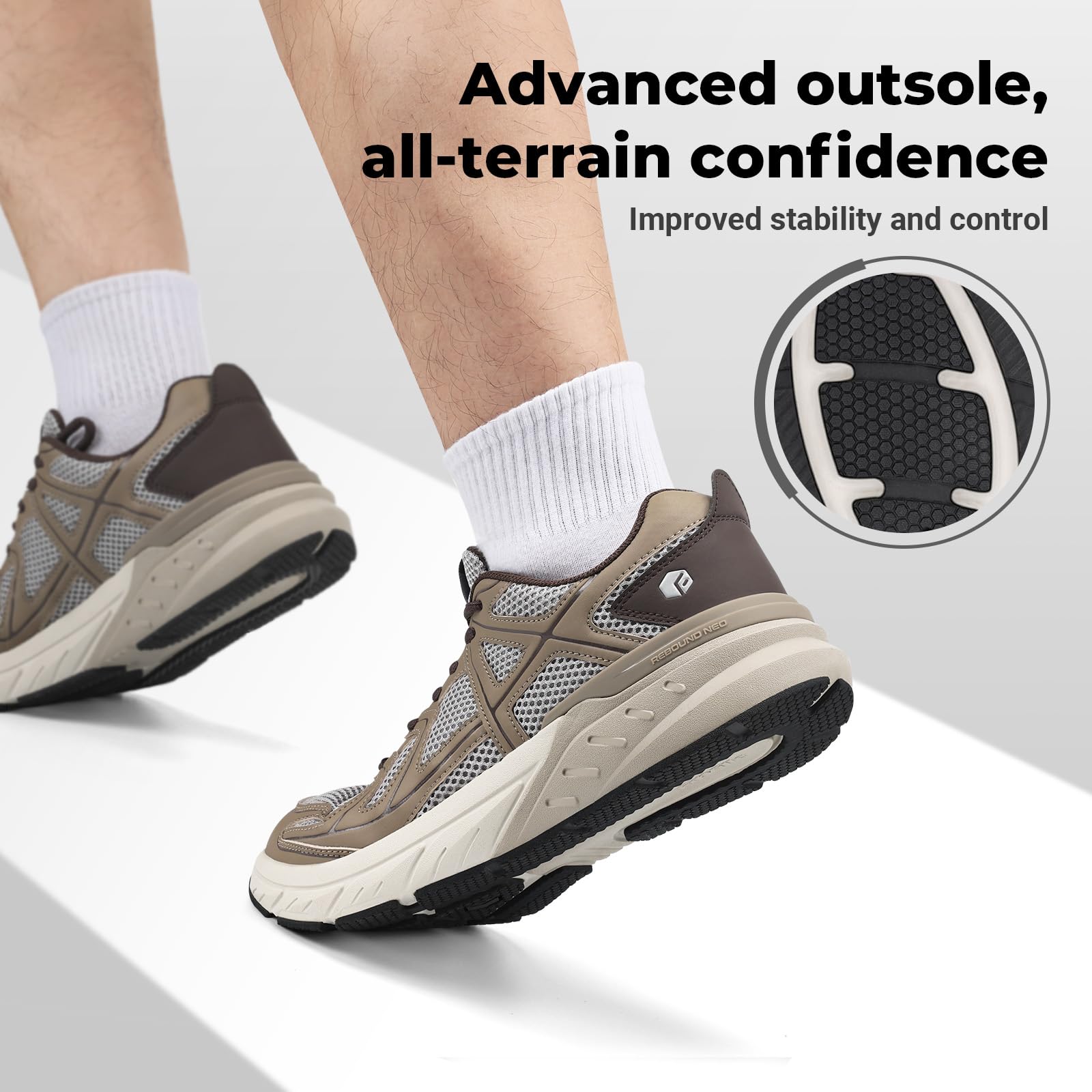 FitVille Mens Walking Shoes Wide Width Thicker Cushioning Sneakers Extra Wide Shoes for Men Bouncy Shoes Non Slip Workout Gym Athletic Sneakers