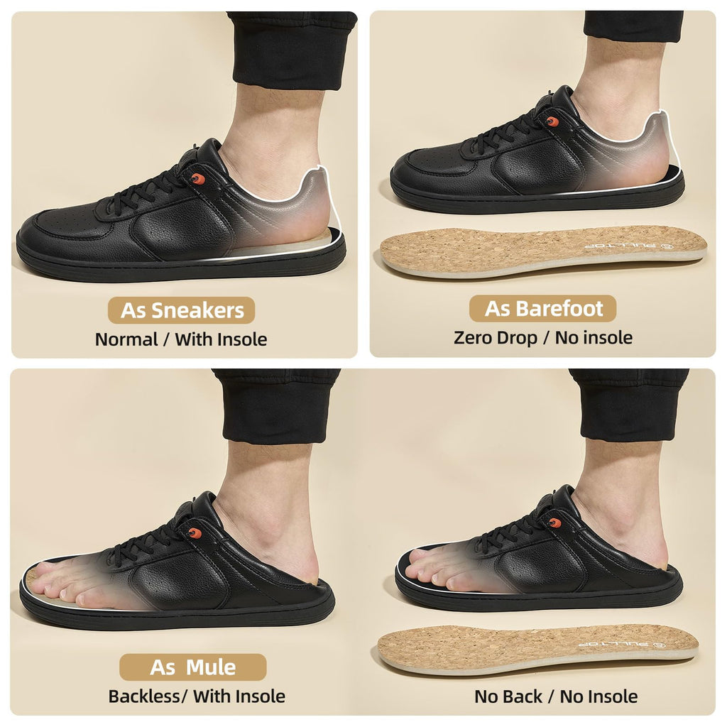 Pulltop Barefoot Wide Toe Box Shoes for Men - Minimalist Barefoot Dress Shoes Sneakers Zero Drop Slip on Walking Non Slip Shoes for Men