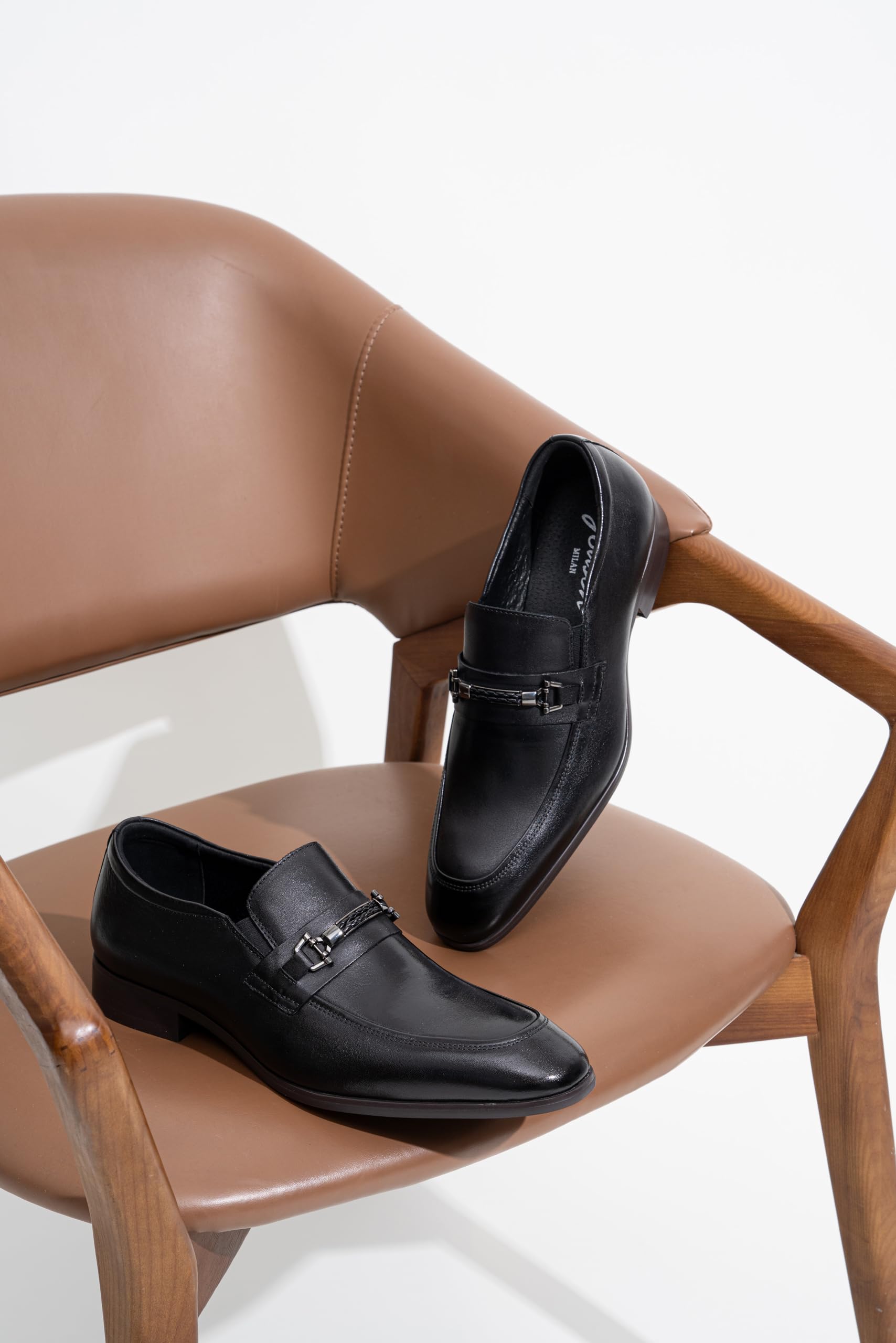 Jousen Men's Loafers Dress Shoes Premium Leather Slip on Loafers for Men (AMY3057A Black 10.5)