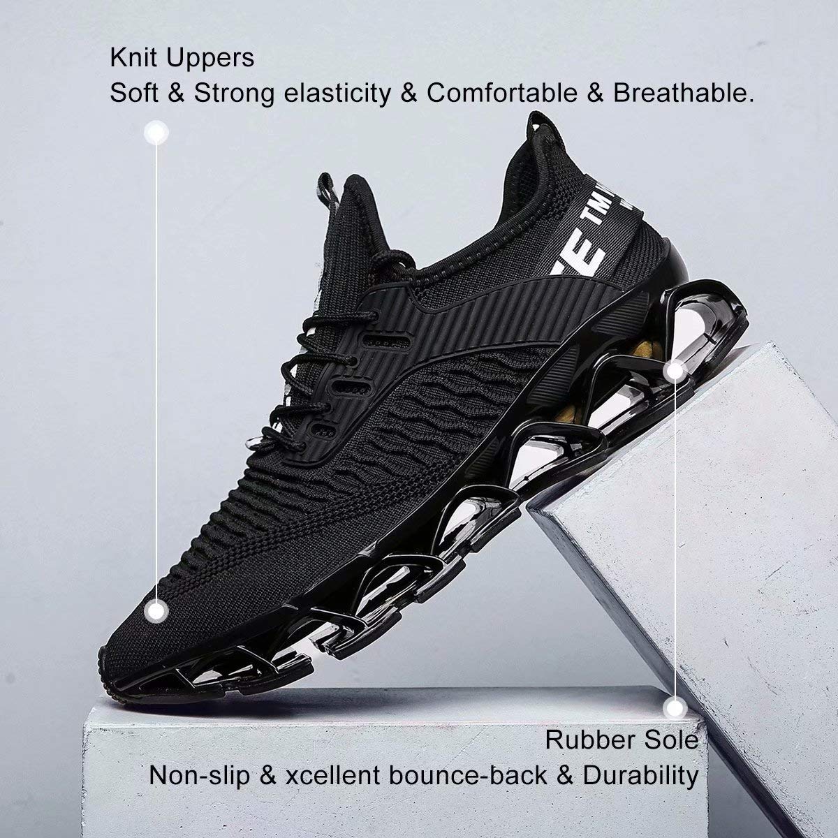 Vooncosir Men's Fashion Sneakers Breathable Mesh Running Shoes Blade Non Slip Soft Sole Casual Athletic Walking Shoes