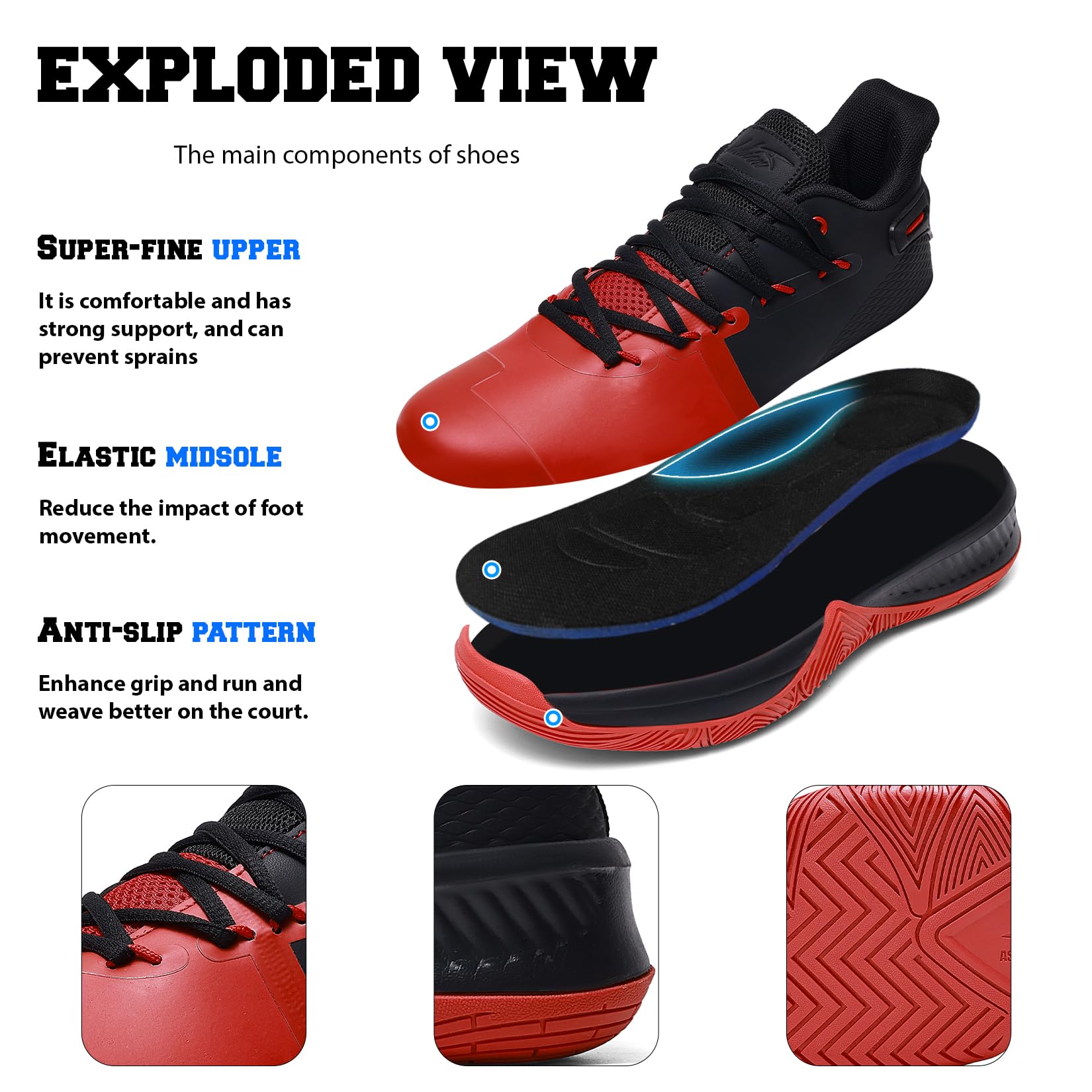 ASHION Men's Lightweight Basketball Shoes