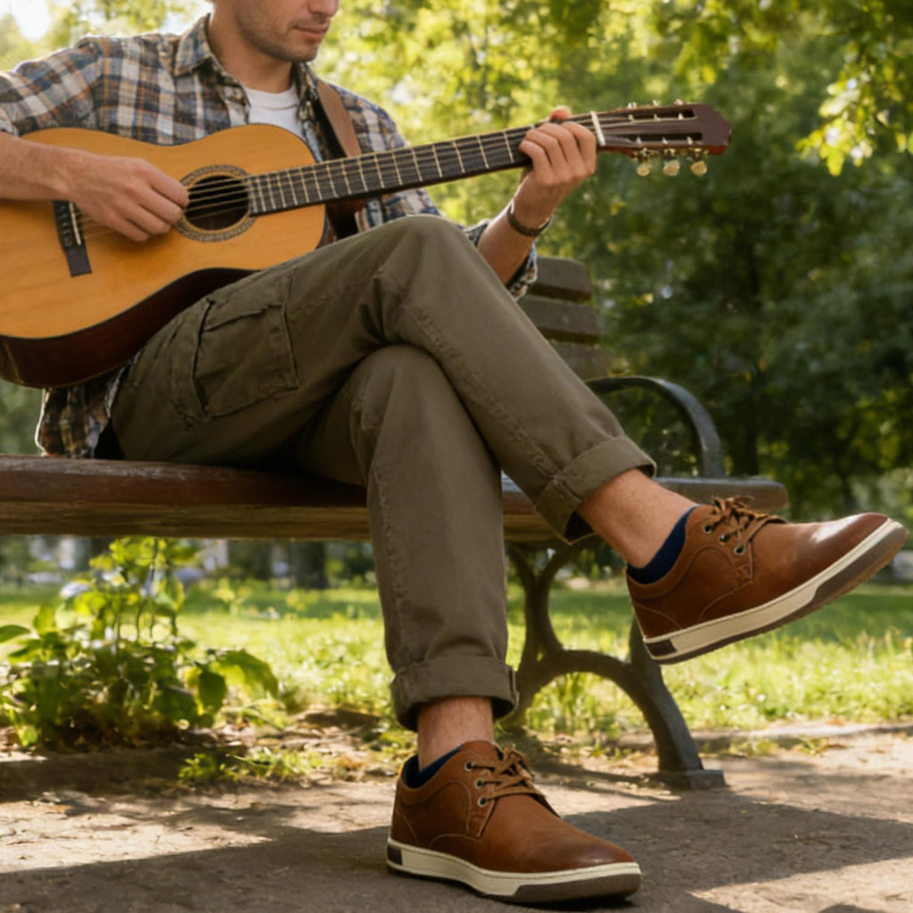 Jousen Men's Fashion Sneakers Classic Retro Casual Shoes for Men Breathable Business Dress Sneaker