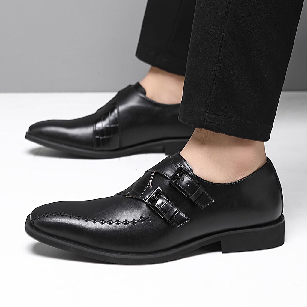Ahico Men's Dress Shoes Monk Strap Classic Oxford Shoes Formal Business Wedding Loafers