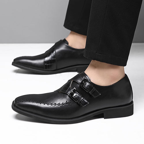 Ahico Men's Dress Shoes Monk Strap Classic Oxford Shoes Formal Business Wedding Loafers