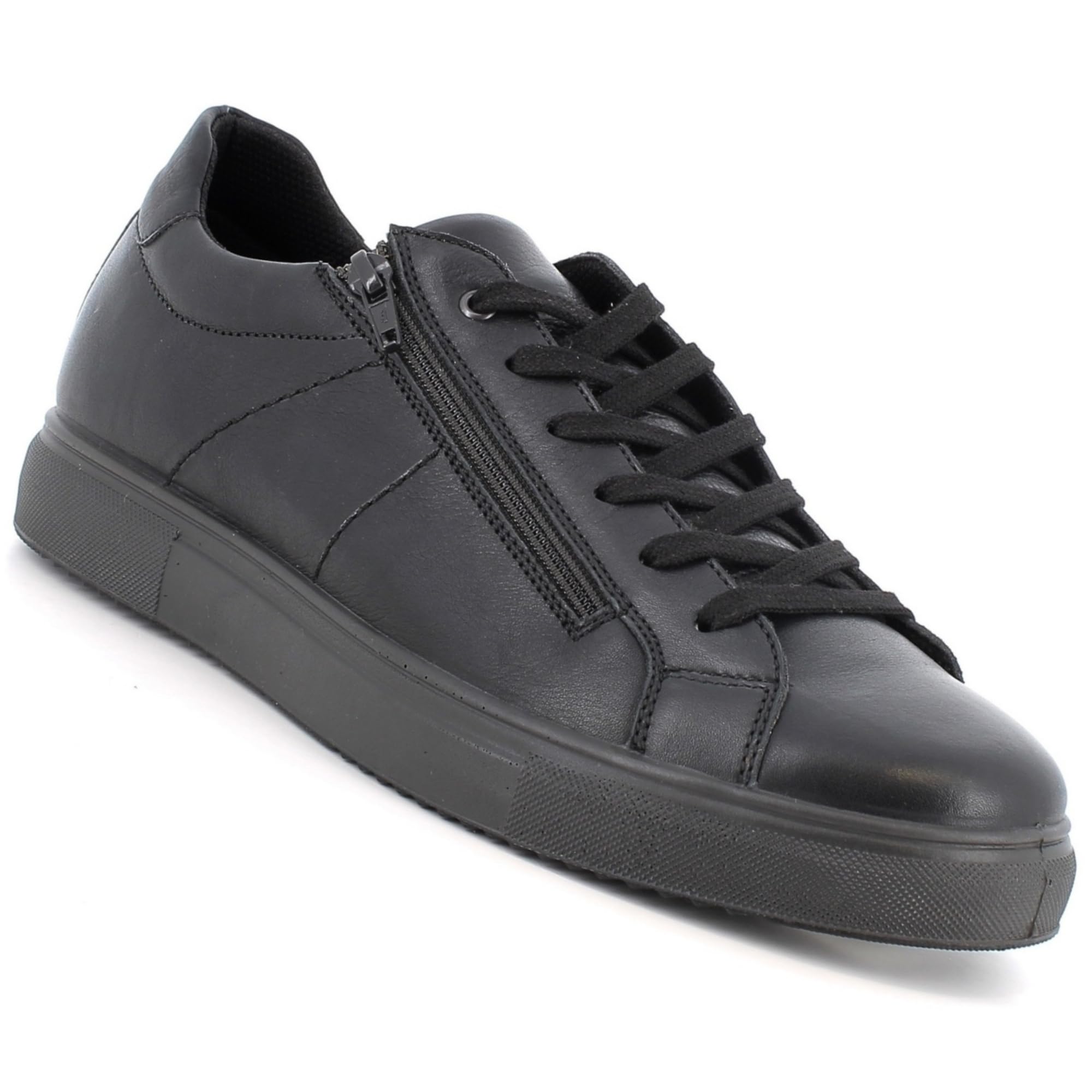 Alpine Swiss Dante Mens Leather Sneakers Made in Italy Modern Minimalist Shoes Side Zipper Lace-up Low-Top Fashion Sneaker