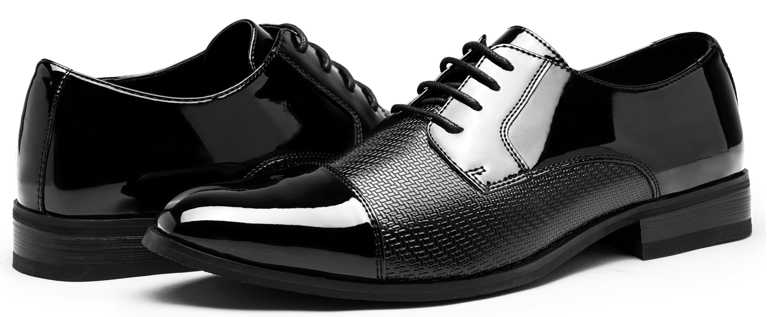 Jousen Mens Dress Shoes Tuxedo Patent Oxford Classic Comfortable Dress Shoes for Men