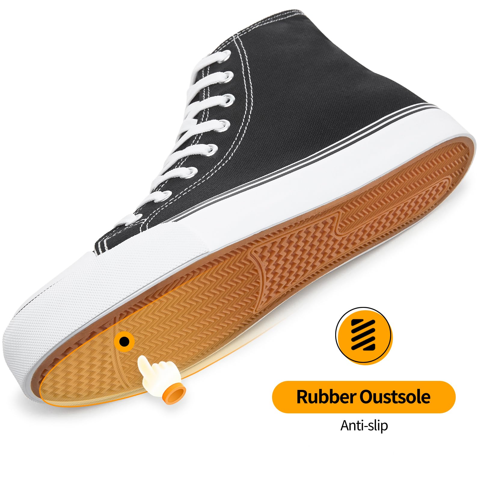 ZGR Men's High Top Canvas Sneakers Lace Up Classic Casual Walking Shoes