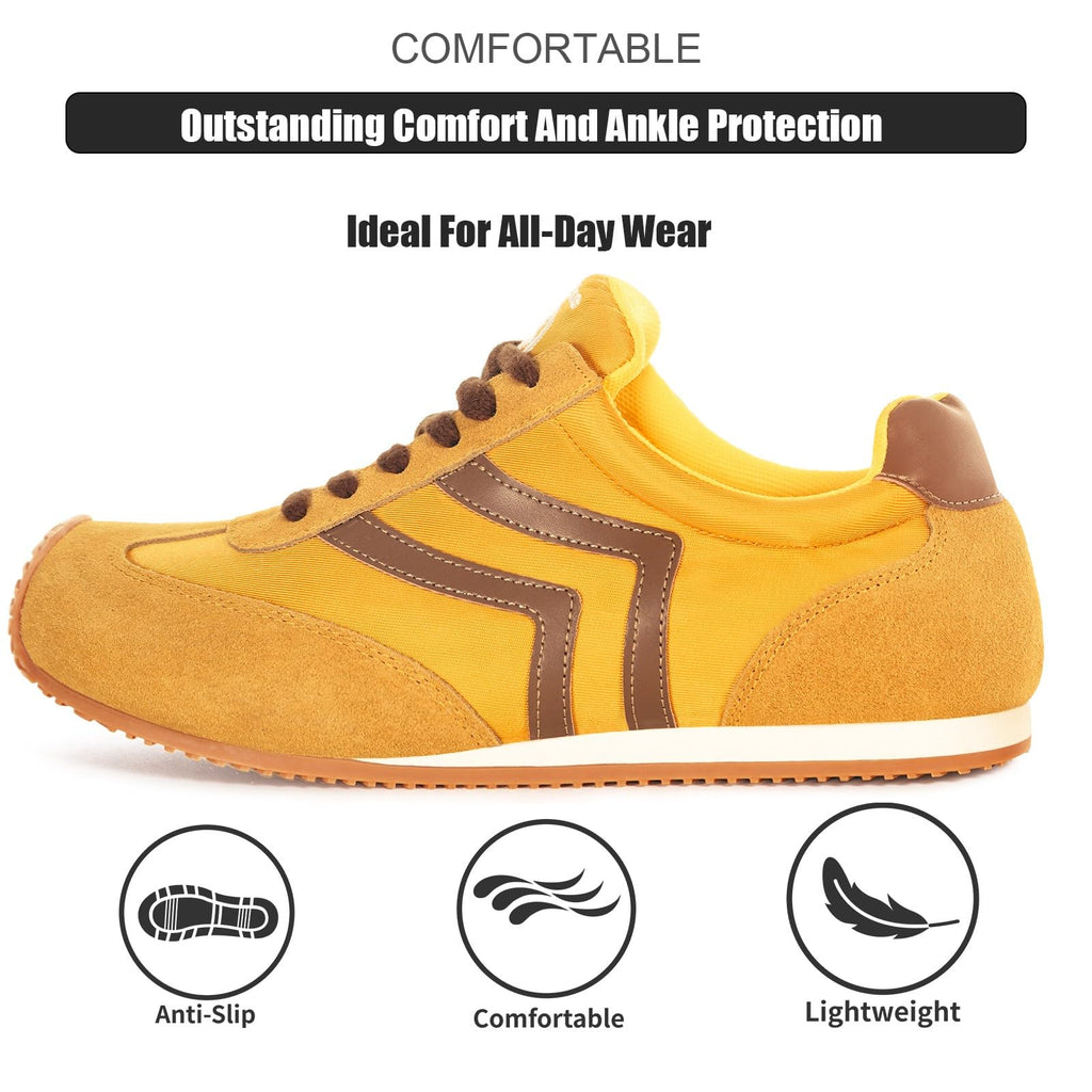 Casual Sneakers for Men Wide Width Fashion Sneakers Genuine Leather Trendy Lace-Up Walking Shoes Lightweight Comfort Non Slip for Outdoor with Memory Foam Insole