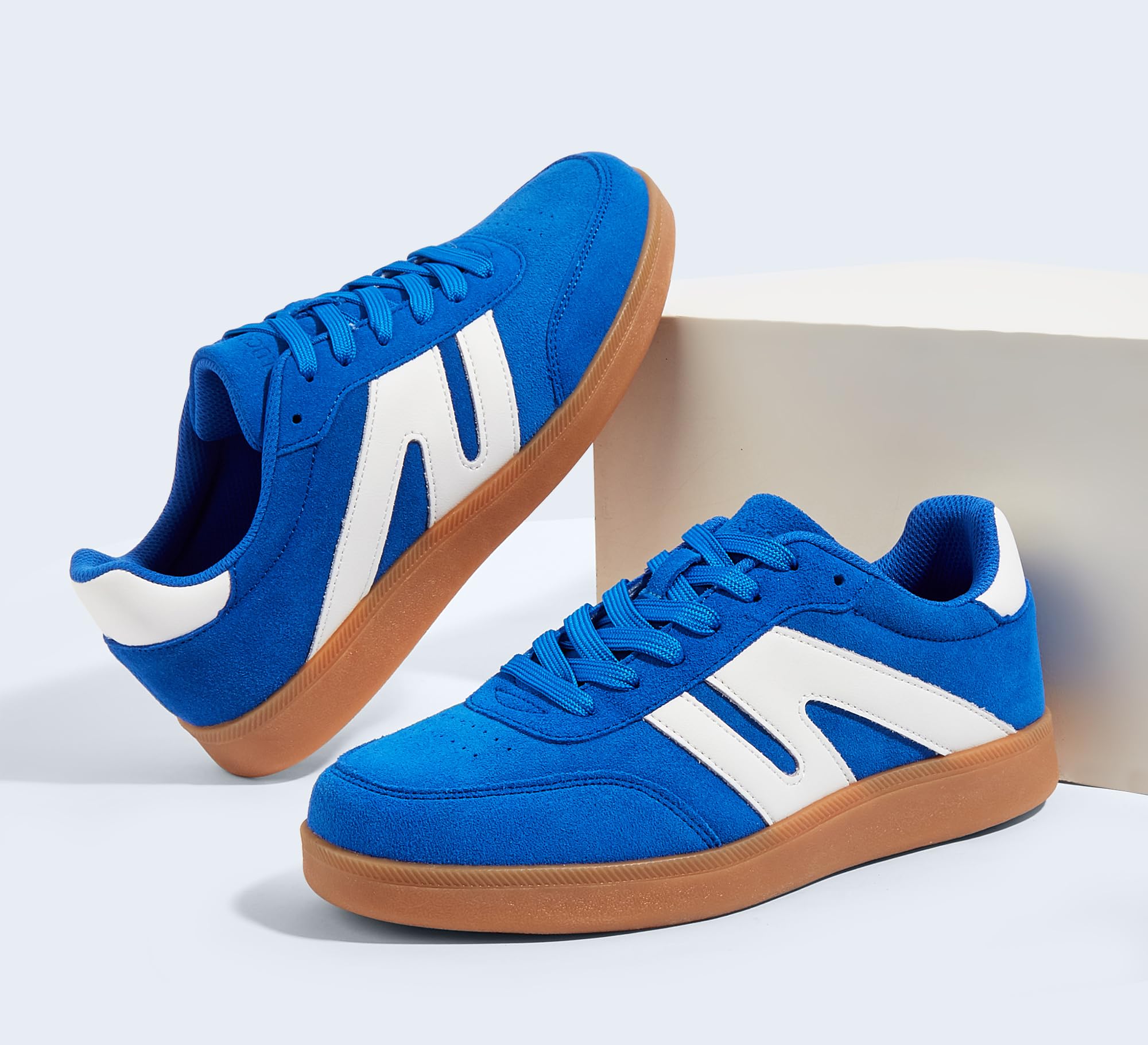 LUCKY STEP Men's Retro Fashion Sneakers Low Top Comfort Trainers Casual Lightweight Classic Walking Shoes