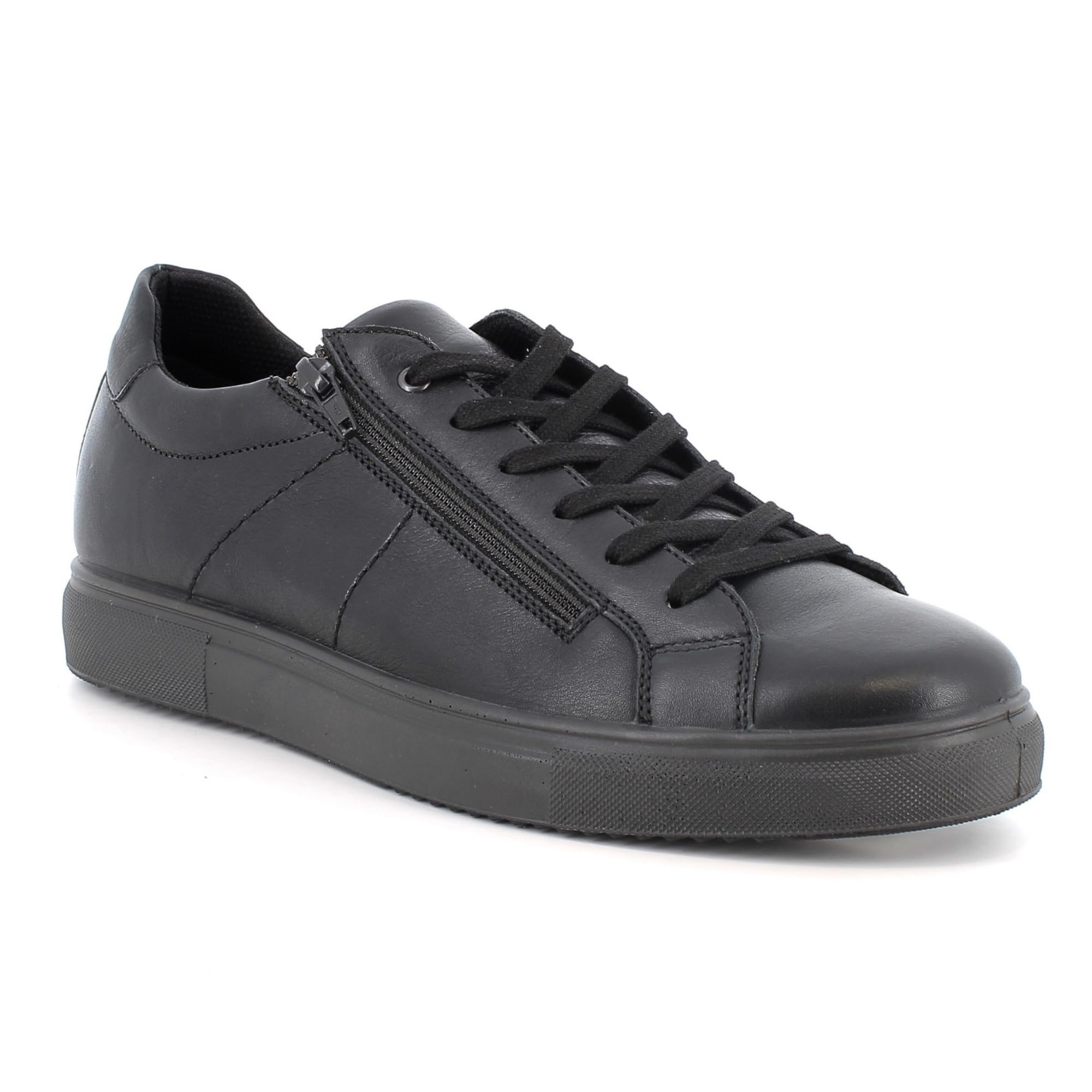 Alpine Swiss Dante Mens Leather Sneakers Made in Italy Modern Minimalist Shoes Side Zipper Lace-up Low-Top Fashion Sneaker
