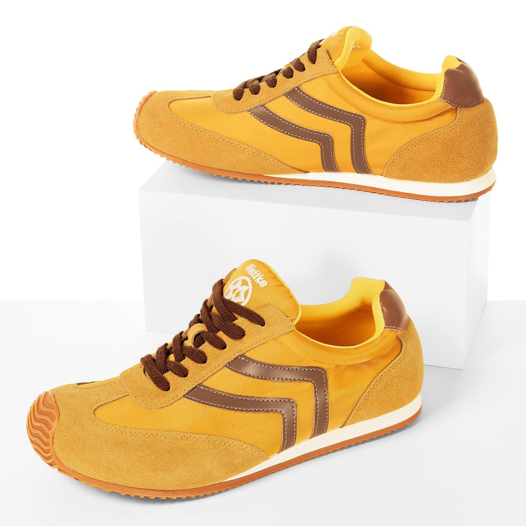 Casual Sneakers for Men Wide Width Fashion Sneakers Genuine Leather Trendy Lace-Up Walking Shoes Lightweight Comfort Non Slip for Outdoor with Memory Foam Insole