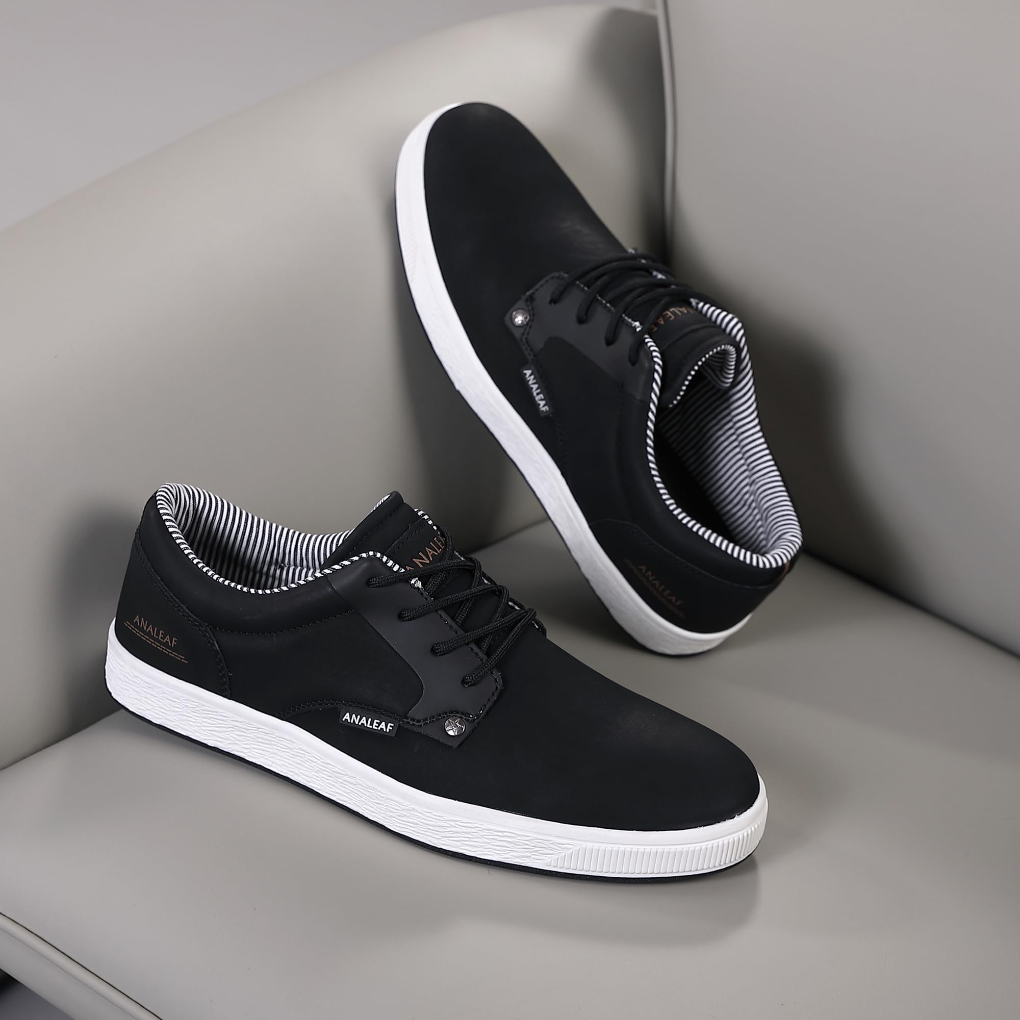 ANALEAF Mens Casual Oxfords Fashion Sneakers Soft Comfortable Lace-Up Dress Shoes