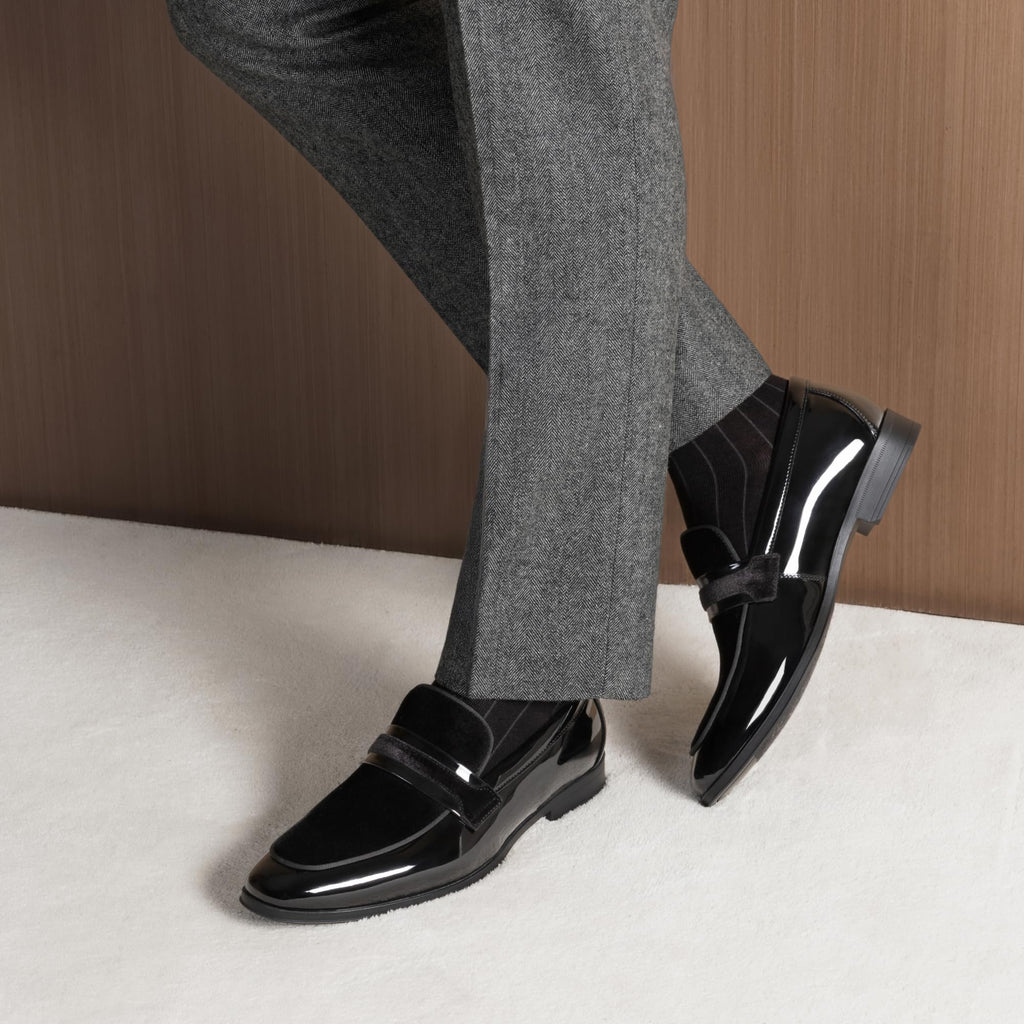 Bruno Marc Men's Tuxedo Patent Loafers Classic Velvet Slip-on Dress Shoes