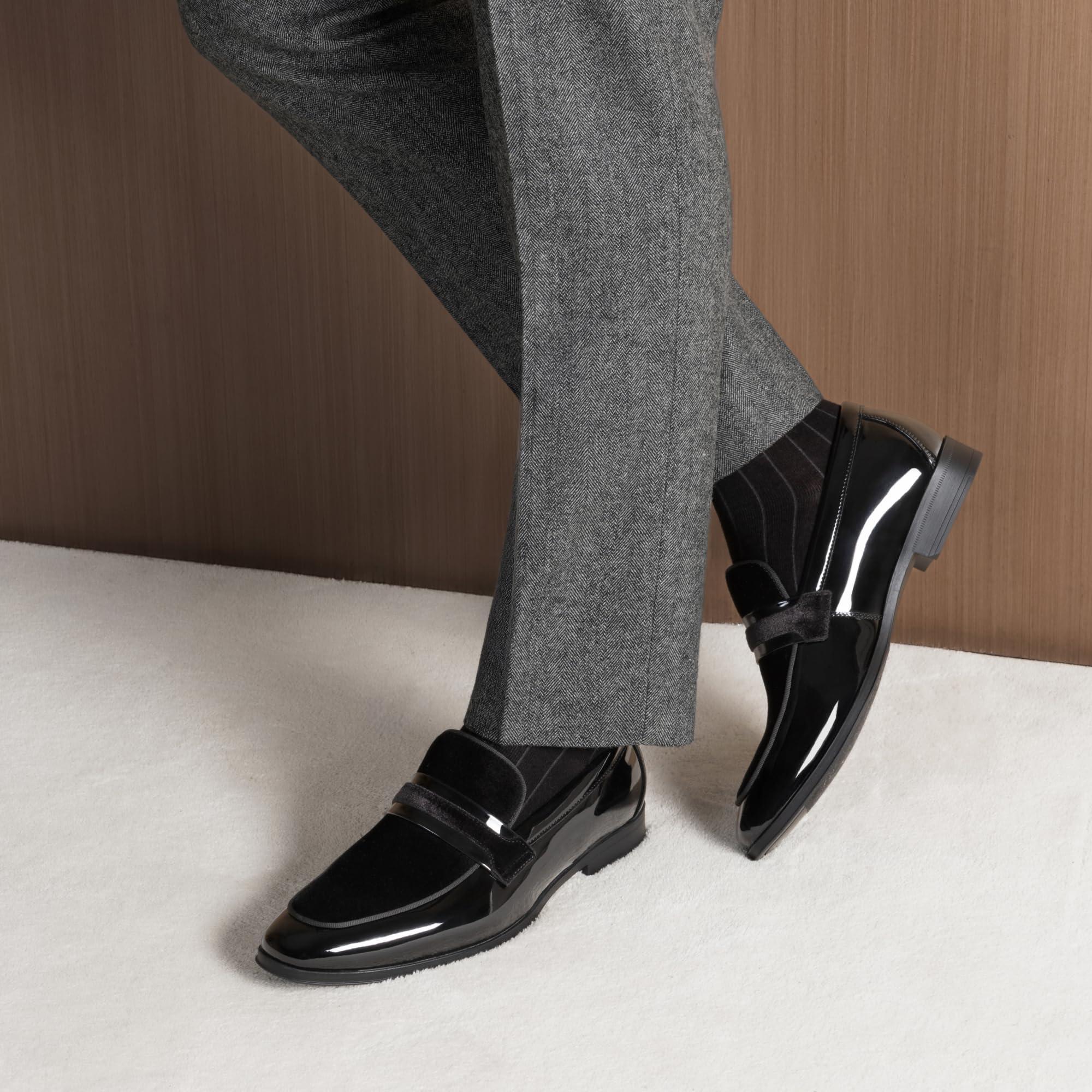 Bruno Marc Men's Tuxedo Patent Loafers Classic Velvet Slip-on Dress Shoes