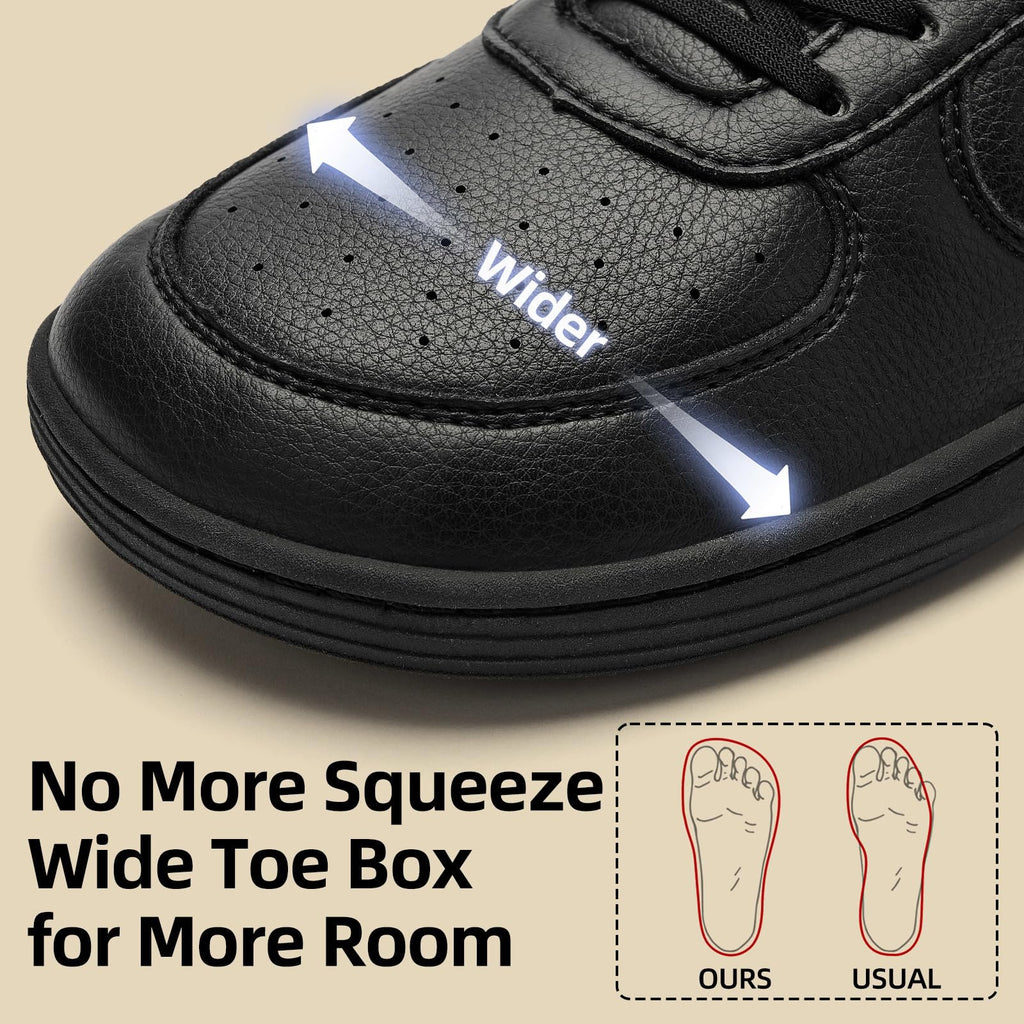 Pulltop Barefoot Wide Toe Box Shoes for Men - Minimalist Barefoot Dress Shoes Sneakers Zero Drop Slip on Walking Non Slip Shoes for Men