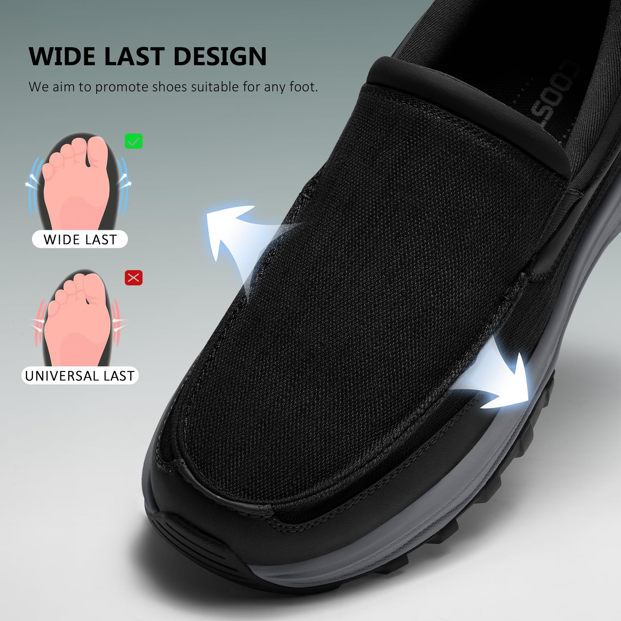 Coostar Slip On Shoes for Men Orthopedic Walking Loafers with Arch Support Canvas Shoe Casual