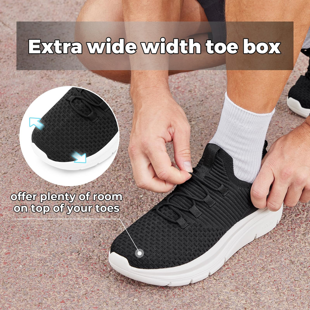 FitVille Extra Wide Slip on Shoes for Men, Lightweight and Breathable Mens Wide Slip on Shoes Max Cushioning