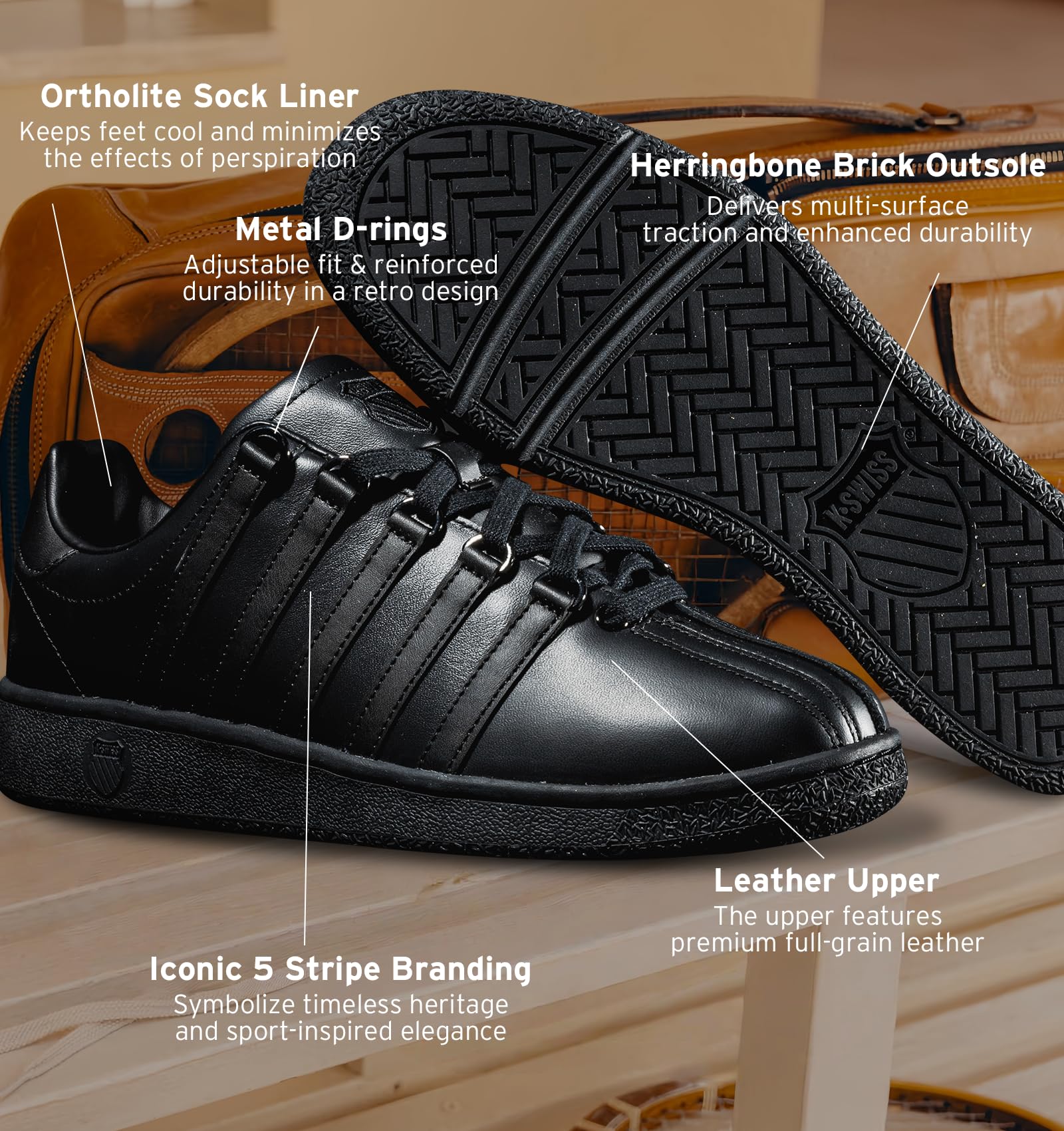 K-Swiss Men's Classic VN Leather Sneaker