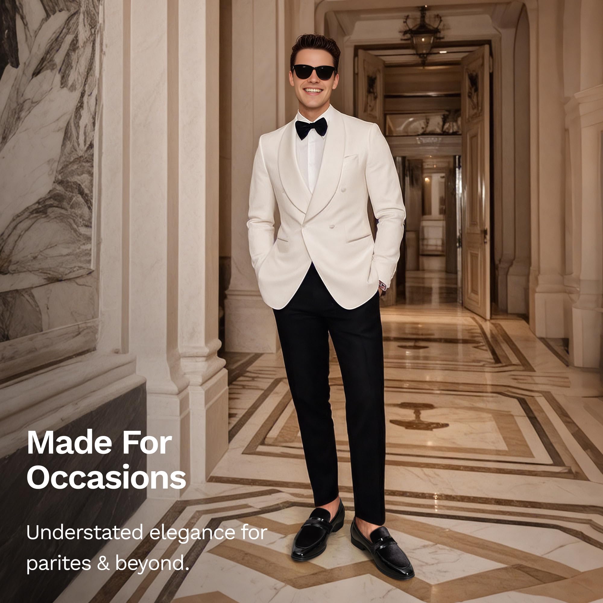 Bruno Marc Men's Tuxedo Patent Loafers Classic Velvet Slip-on Dress Shoes